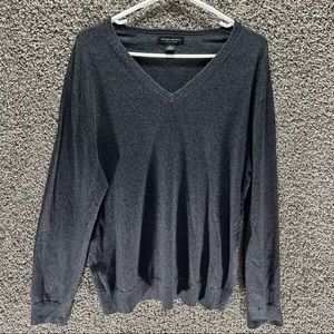 Banana Republic Sweater Gray Black  V-Neck Silk Cashmere Luxury Blend Size XL